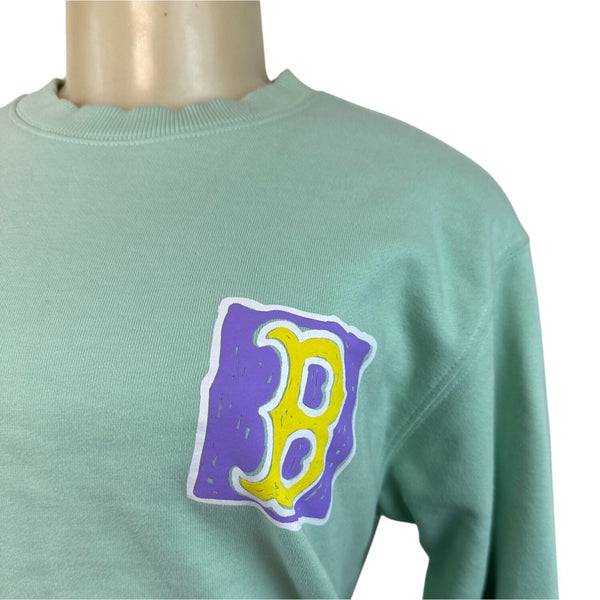 MLB Women's Mint Green Boston Red Sox Crewneck Long Sleeve Sweatshirt Sz S
