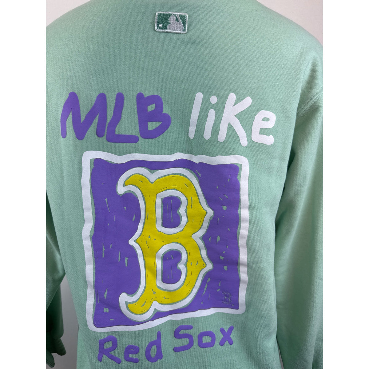 MLB Women's Mint Green Boston Red Sox Crewneck Long Sleeve Sweatshirt Sz S