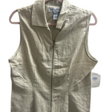 Marsh Landing Womens Beige Linen-Blend Zip Vest Size M