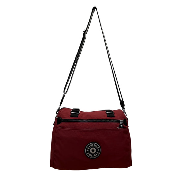Kipling Women’s Red Nylon Adjustable Strap & Zip Closure Pockets Crossbody Bag
