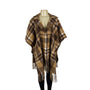 Marc York Women's Brown & Tan Plaid Poncho Cape With Collar One Size
