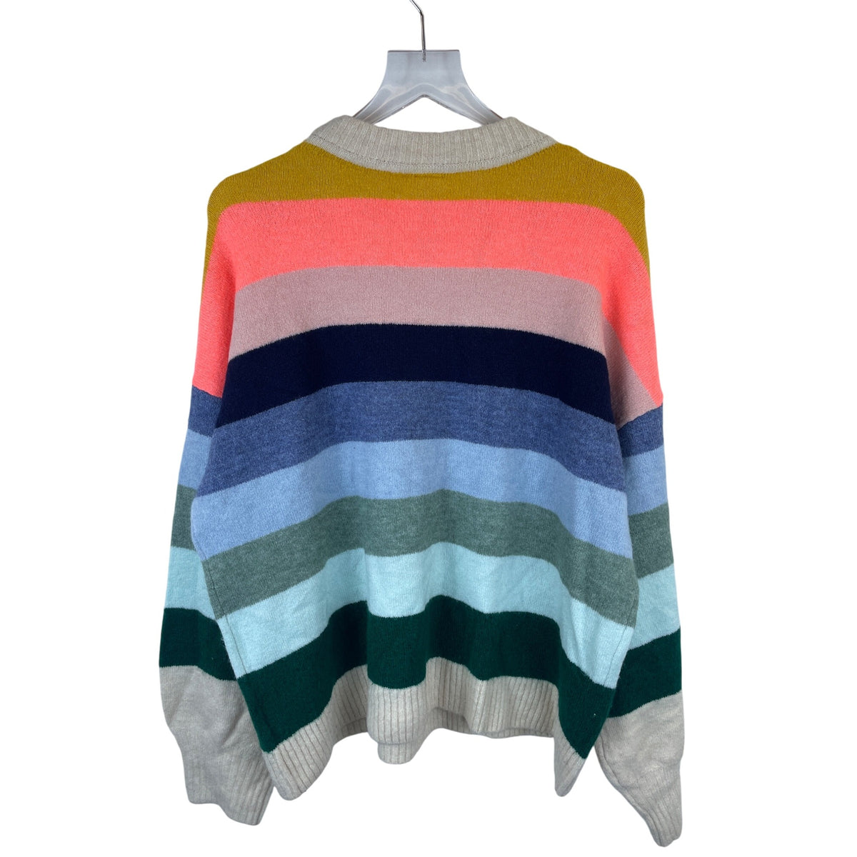 Gap Womens Multicolor Striped Knit Sweater XL Soft Ribbed Trim Crewneck Casual