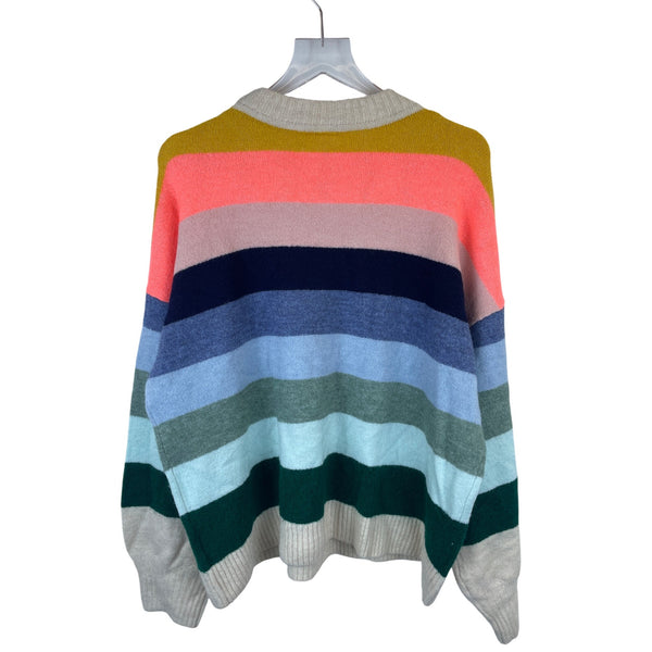 Gap Womens Multicolor Striped Knit Sweater XL Soft Ribbed Trim Crewneck Casual