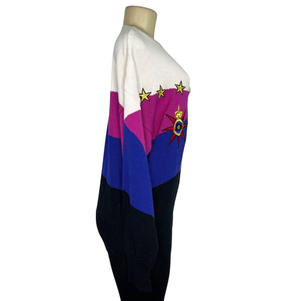 Vintage Carlisle Sport Sweater Colorful Nautical Intarsia Pattern Womens Size L
