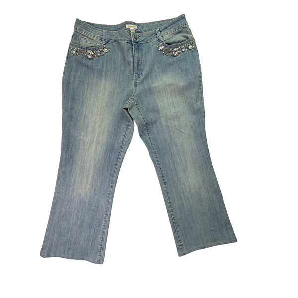 Boston Proper Women’s Blue Embellished Jeans Stylish & Comfortable Size 16