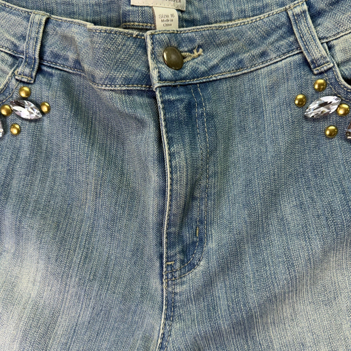 Boston Proper Women’s Blue Embellished Jeans Stylish & Comfortable Size 16