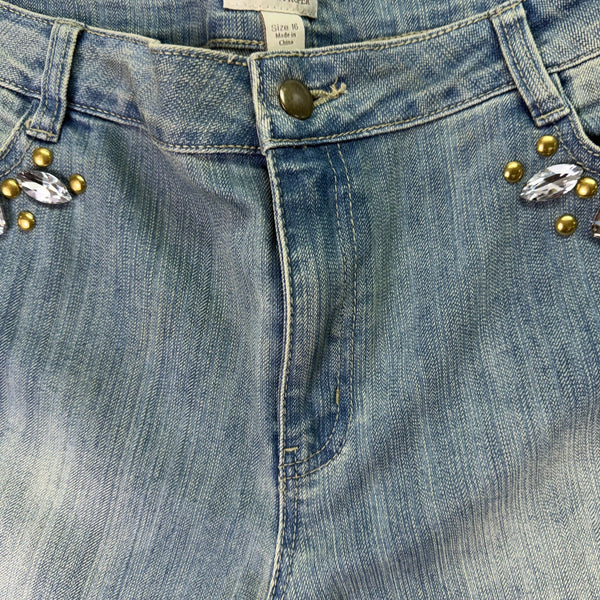 Boston Proper Women’s Blue Embellished Jeans Stylish & Comfortable Size 16