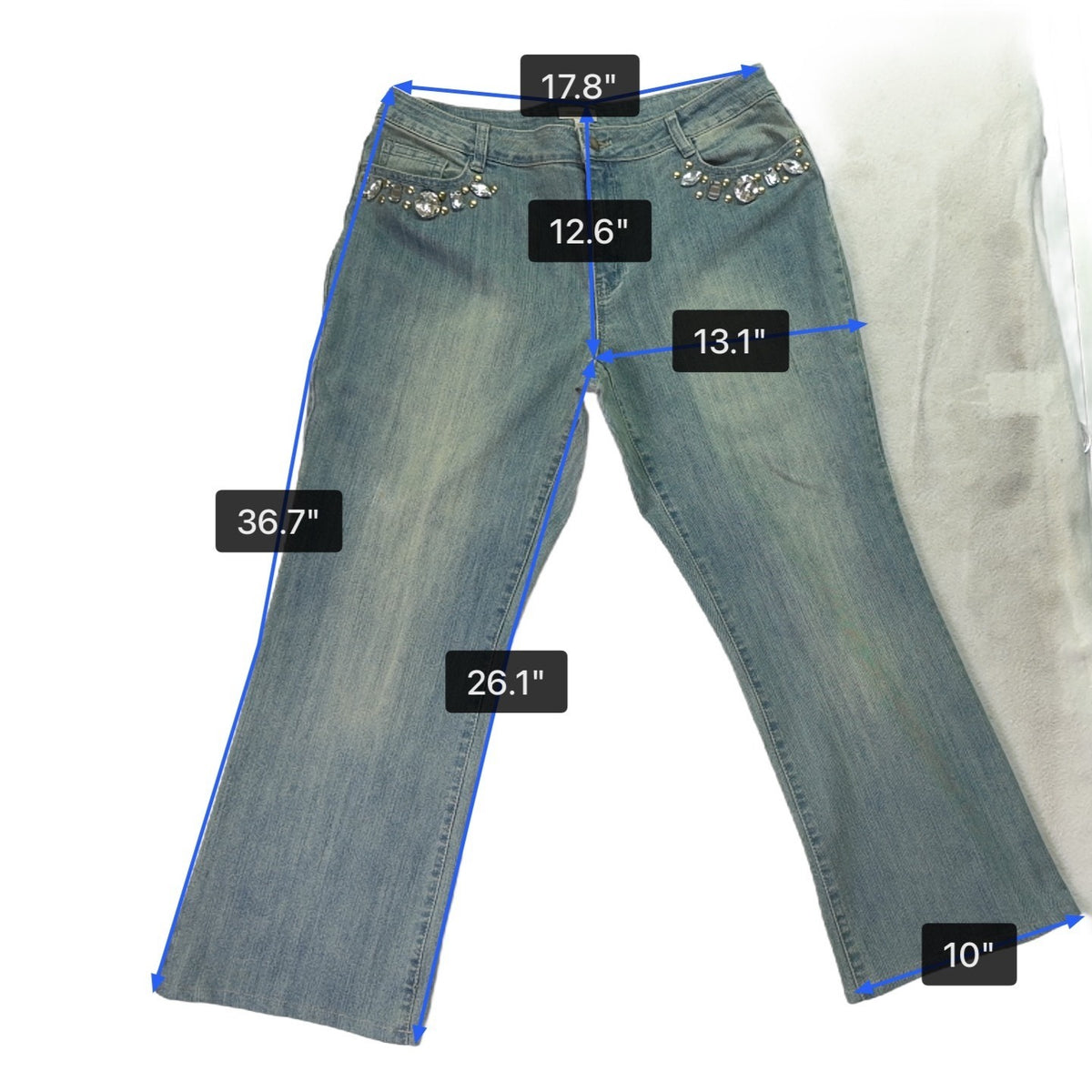 Boston Proper Women’s Blue Embellished Jeans Stylish & Comfortable Size 16