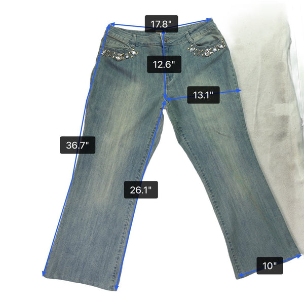 Boston Proper Women’s Blue Embellished Jeans Stylish & Comfortable Size 16