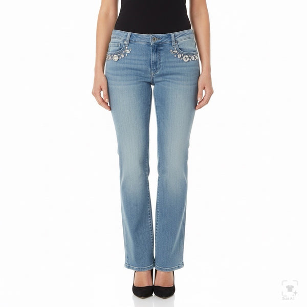 Boston Proper Women’s Blue Embellished Jeans Stylish & Comfortable Size 16