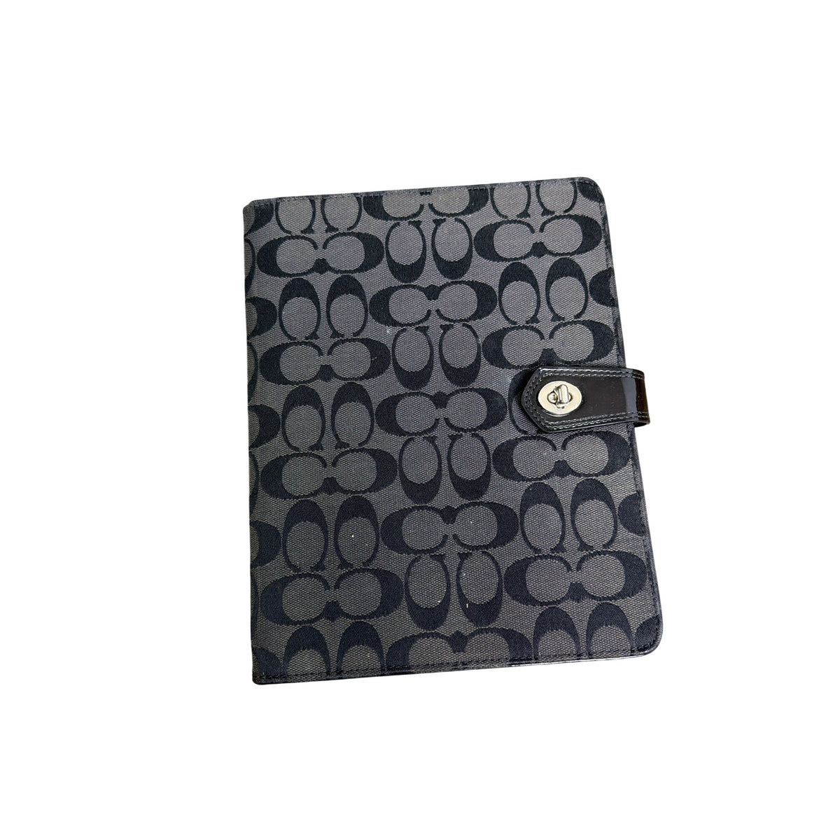 Coach Unisex Black Canvas Tablet Case With Signature Pattern & Magnetic Closure Coach Unisex Black Canvas Tablet Case With Signature Pattern & Magnetic Closure