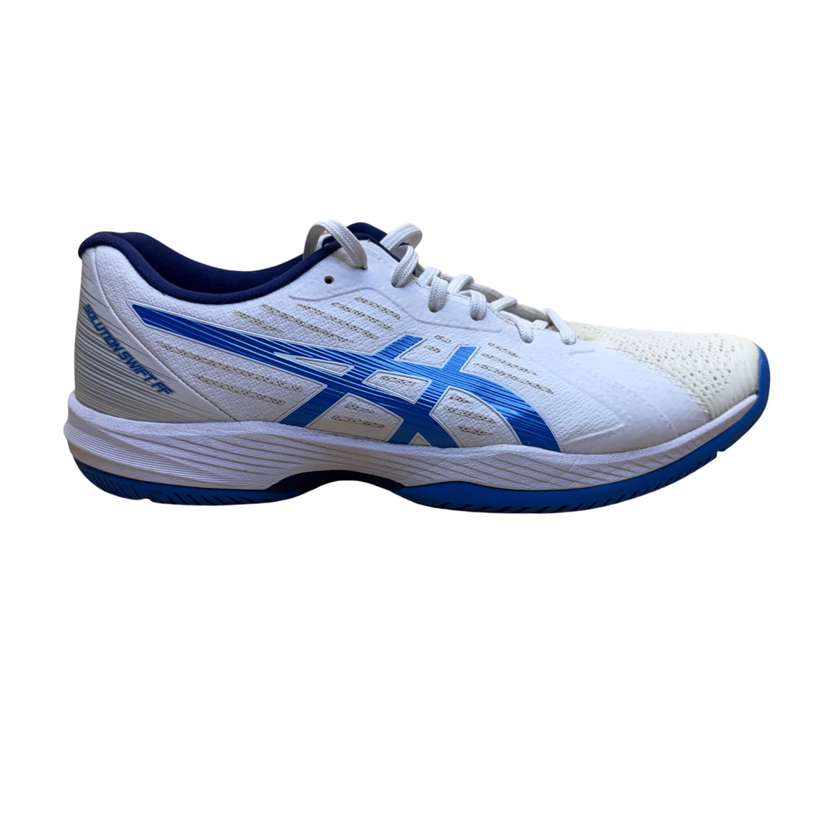 Asics Mens White & Blue Court Shoes Gel Cushion Sports Size 10.5
