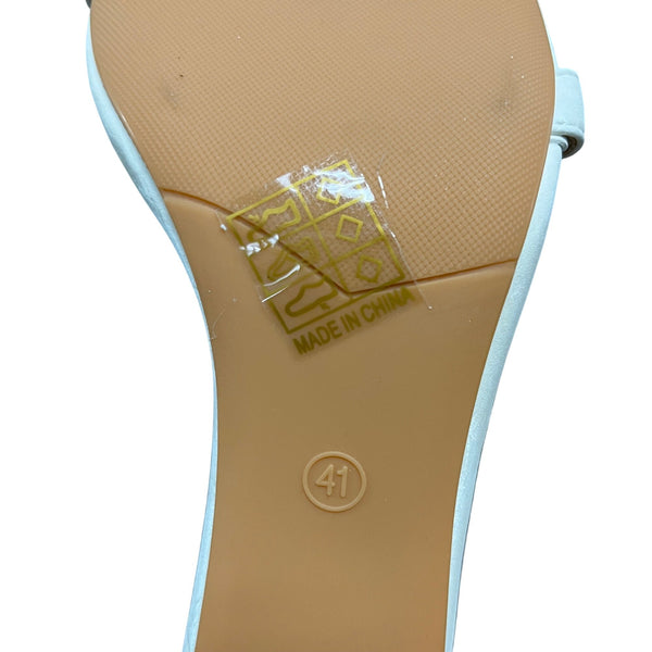 White Satin Ankle Strap Womens Sandals Open-Toe Heel Size 41 Elegant Dress Shoes