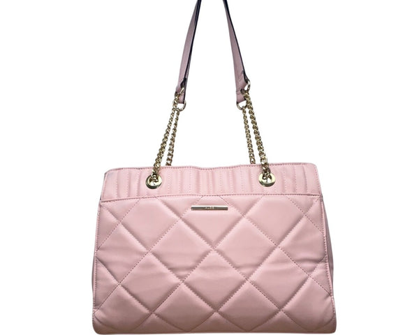 Aldo Pink Quilted With Chain Straps & Zip Pocket Dilacan Open Shoulder Bag