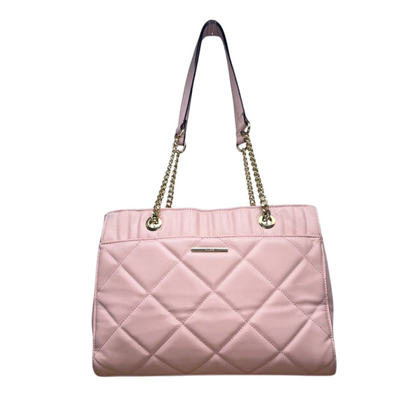 Aldo Pink Quilted  With Chain Straps & Zip Pocket Dilacan Open Shoulder Bag