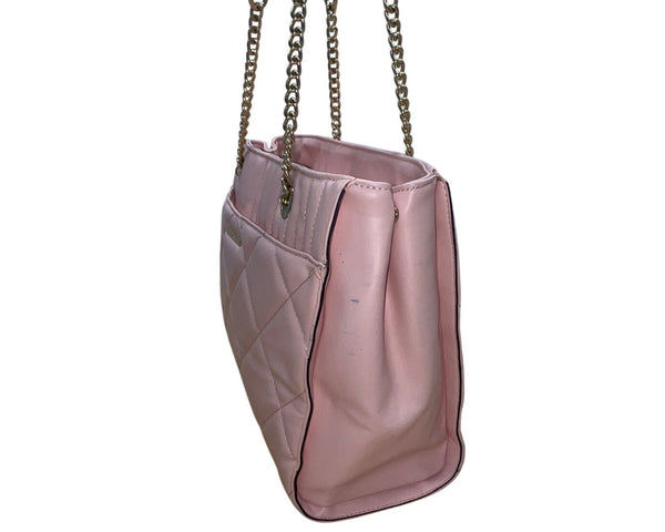 Aldo Pink Quilted With Chain Straps & Zip Pocket Dilacan Open Shoulder Bag