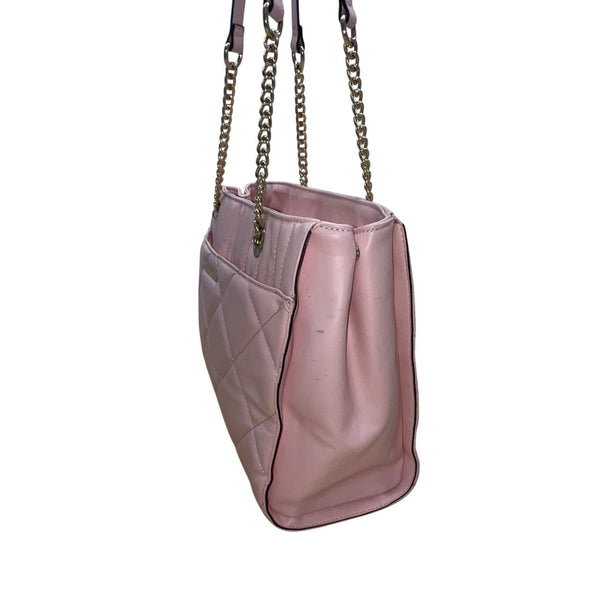 Aldo Pink Quilted  With Chain Straps & Zip Pocket Dilacan Open Shoulder Bag