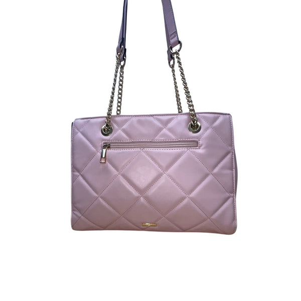 Aldo Pink Quilted  With Chain Straps & Zip Pocket Dilacan Open Shoulder Bag
