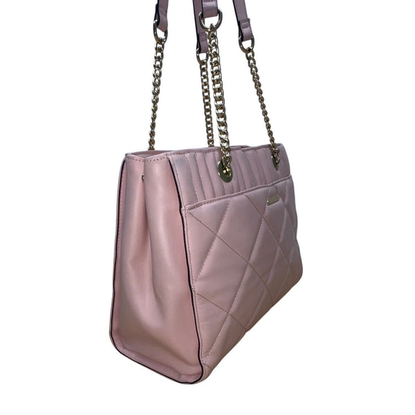 Aldo Pink Quilted  With Chain Straps & Zip Pocket Dilacan Open Shoulder Bag