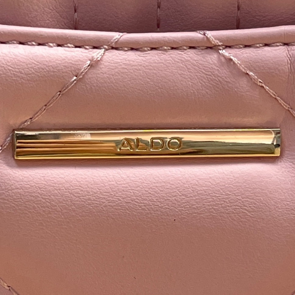 Aldo Pink Quilted  With Chain Straps & Zip Pocket Dilacan Open Shoulder Bag