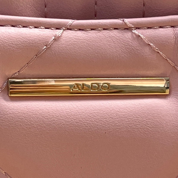 Aldo Pink Quilted  With Chain Straps & Zip Pocket Dilacan Open Shoulder Bag