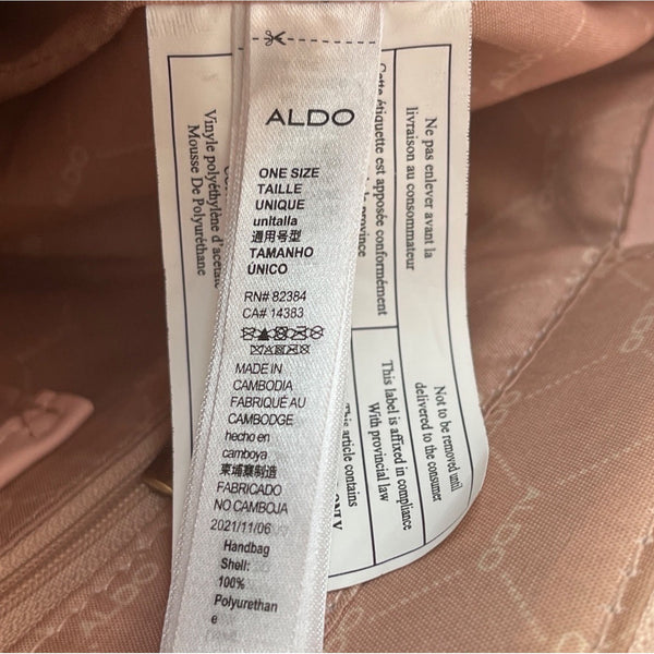 Aldo Pink Quilted  With Chain Straps & Zip Pocket Dilacan Open Shoulder Bag