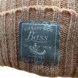Womens Ribbed Knit Peach GH Bass and Co Beanie Hat With Faux Fur Pom One Size