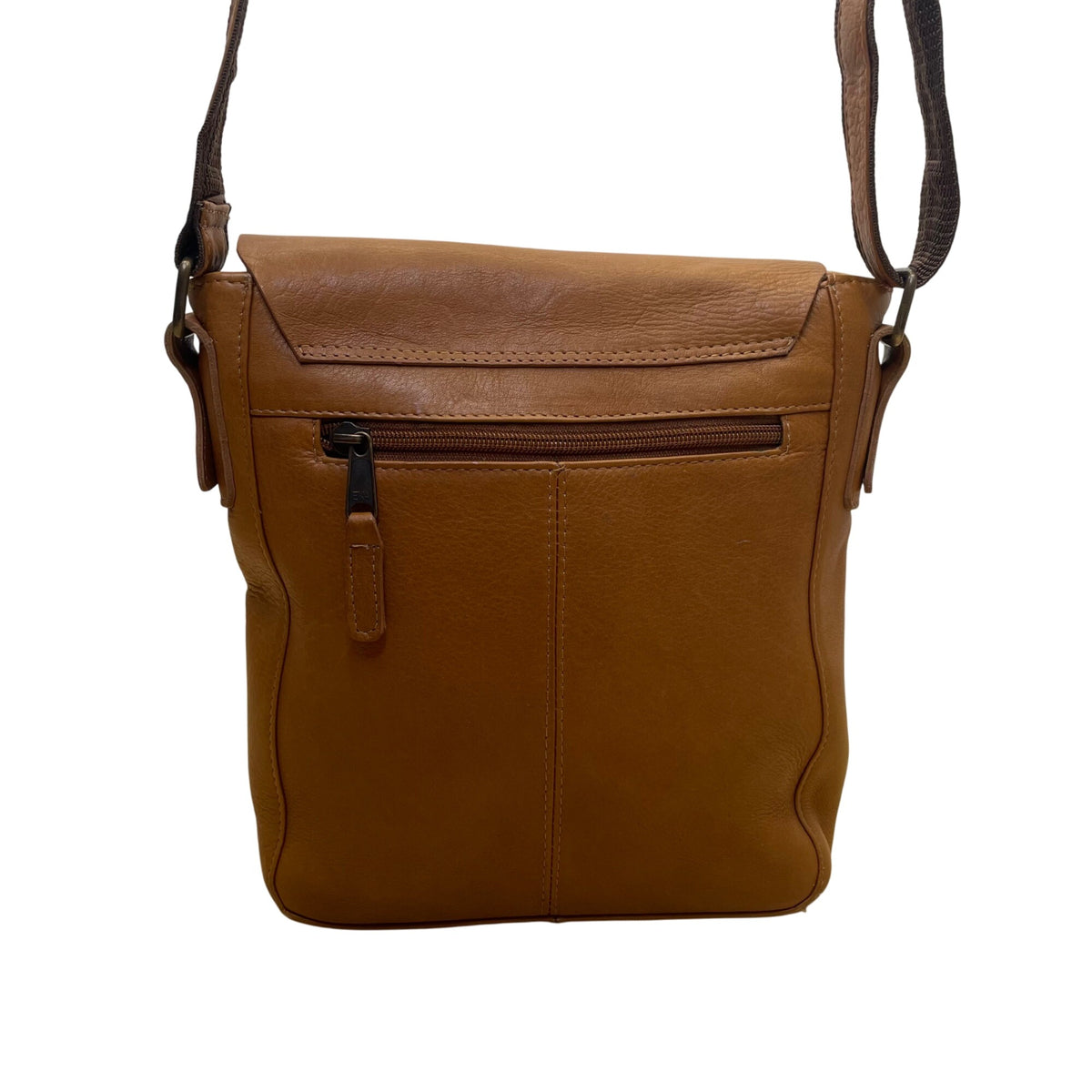 Latico Unisex Brown Leather Adjustable Strap Spacious Interior Crossbody Bag