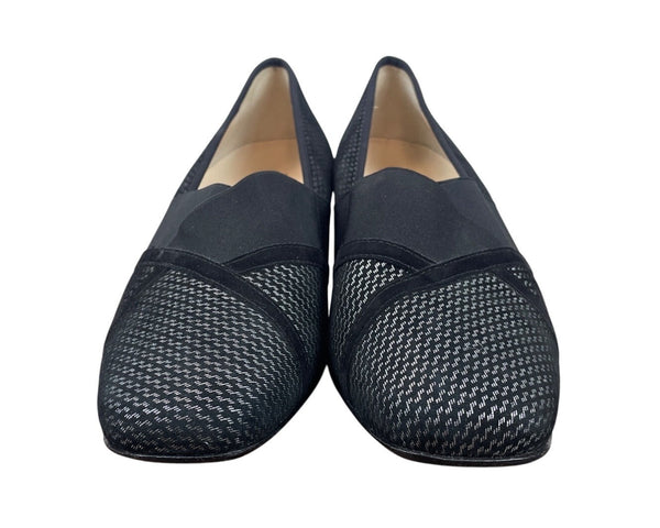 Hassia Womens Black & Silver Pattern Evelyn-J Block Heel Dress Shoes Size 7