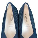 Hassia Womens Black & Silver Pattern Evelyn-J Block Heel Dress Shoes Size 7