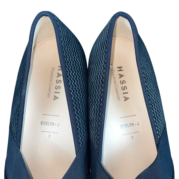 Hassia Womens Black & Silver Pattern Evelyn-J Block Heel Dress Shoes Size 7