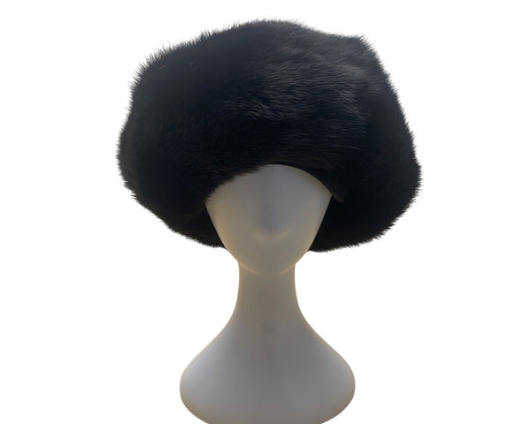 Vintage Erlebacher Black Mink Fur Hat