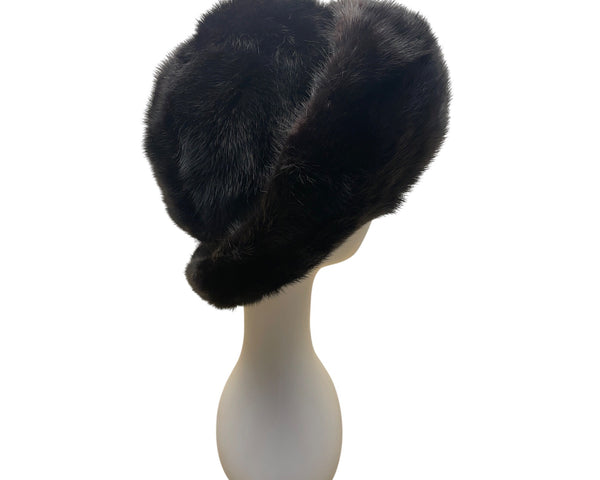 Vintage Erlebacher Black Mink Fur Hat