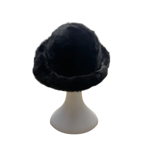 Vintage Erlebacher Black Mink Fur Hat