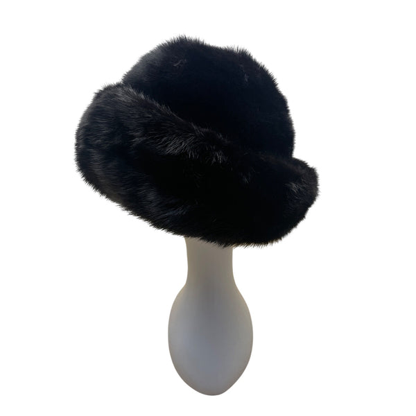 Vintage Erlebacher Black Mink Fur Hat
