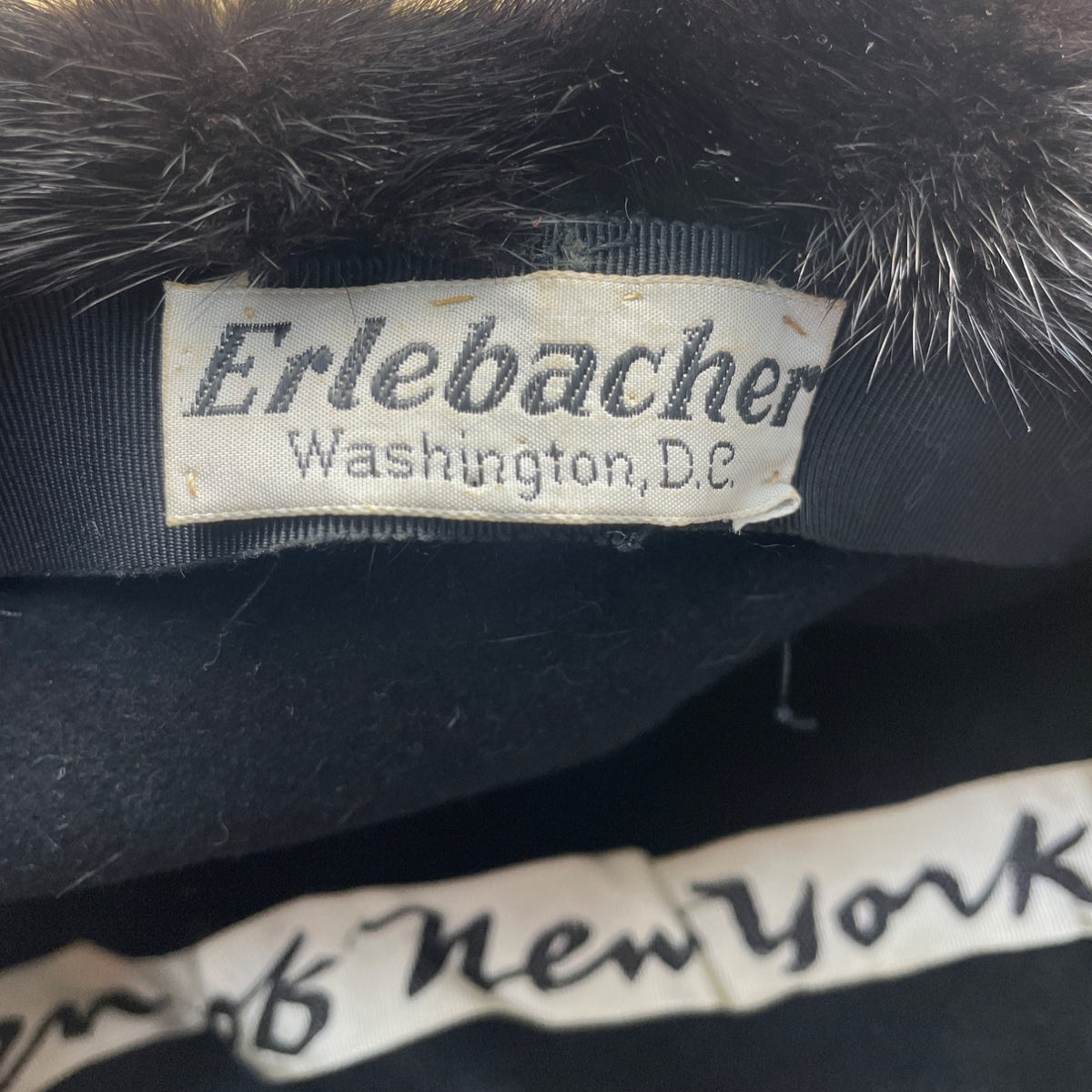 Vintage Erlebacher Black Mink Fur Hat