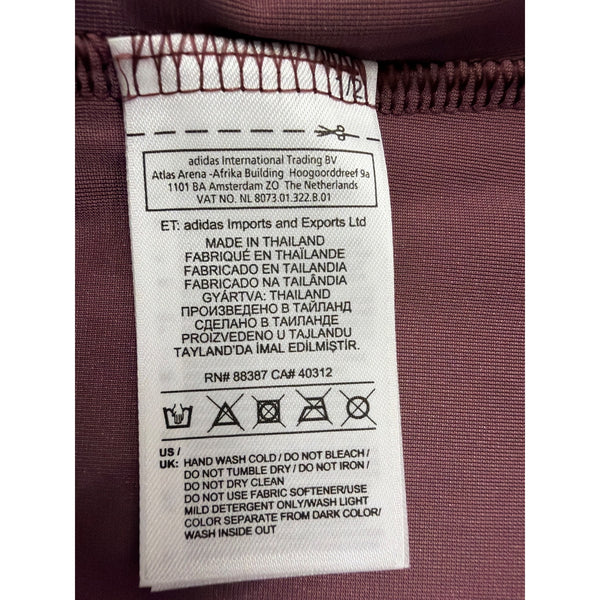 Adidas Womens Burgundy Velvet T-Shirt Dress High Neck Embossed Logo Casual Sz XS