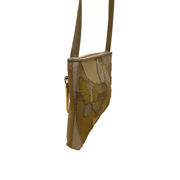 Sharif Women’s Gold Leather Butterfly Design Shoulder Clutch Size S