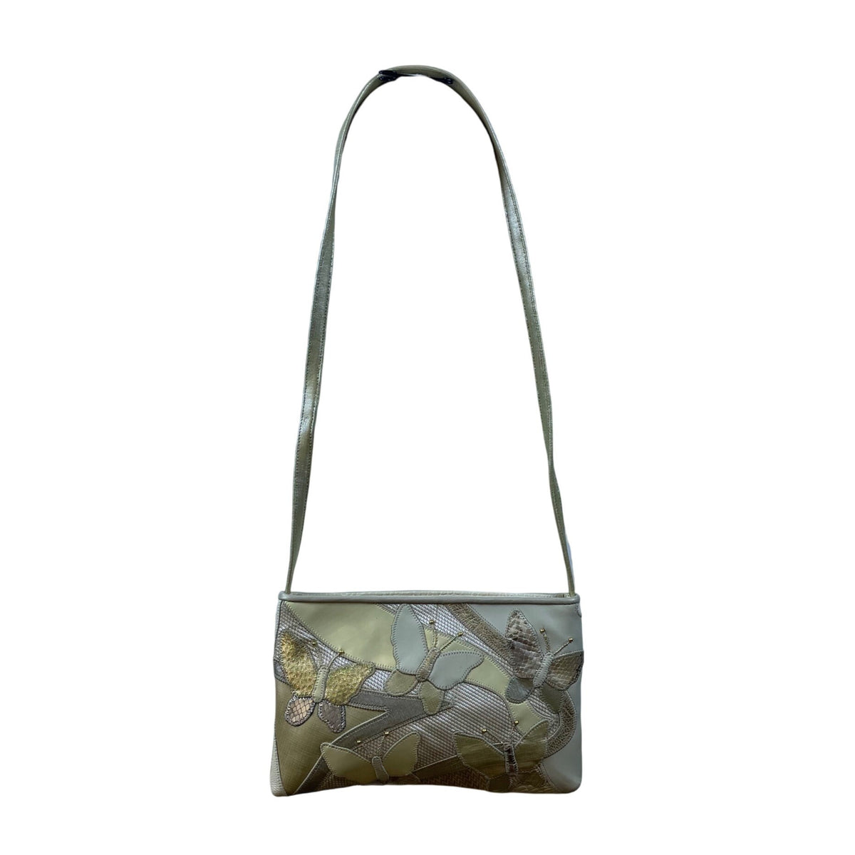 Sharif Women’s Gold Leather Butterfly Design Shoulder Clutch Size S