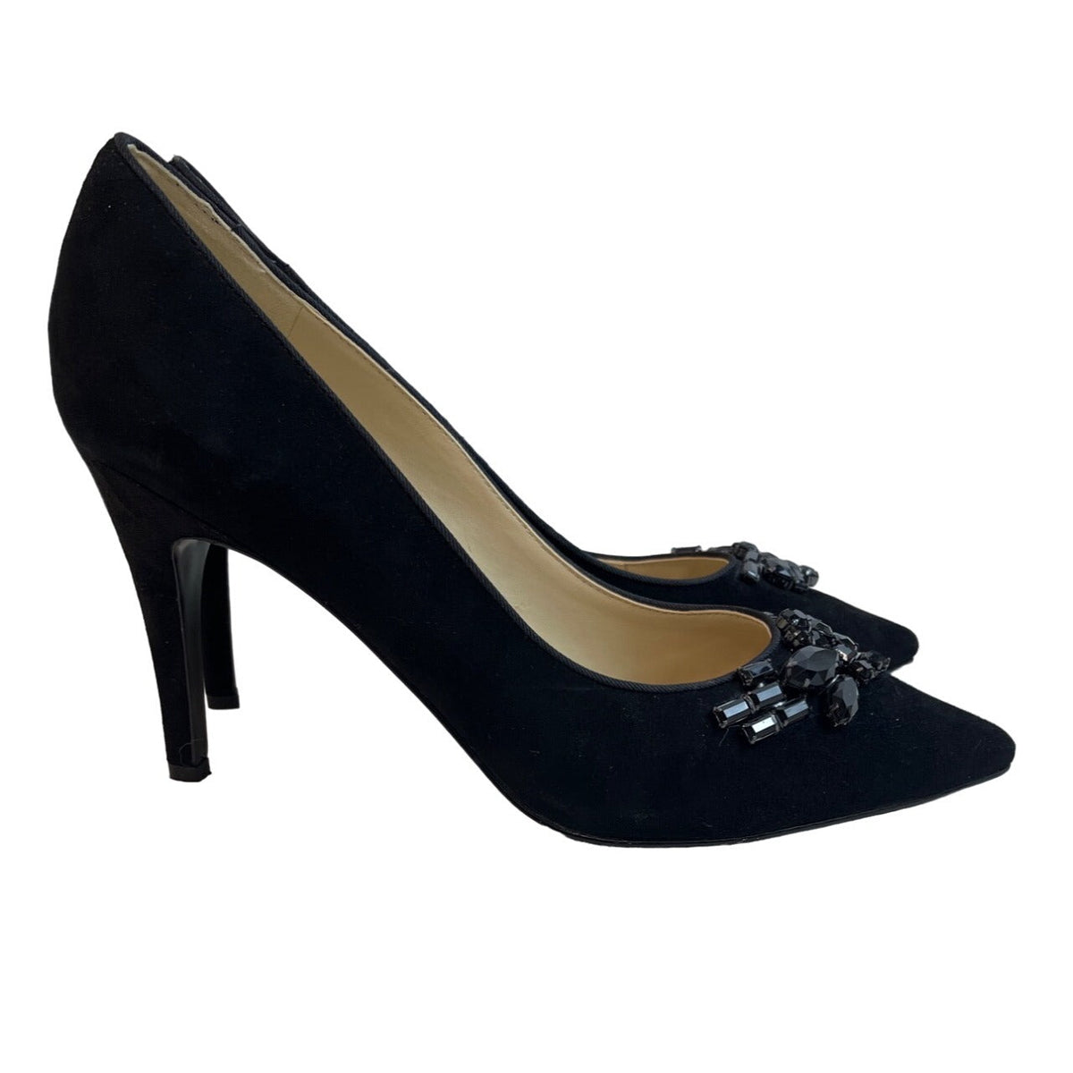 Nine West Women's Black Suede With Rhinestones Velvet Pumps Sz 10M