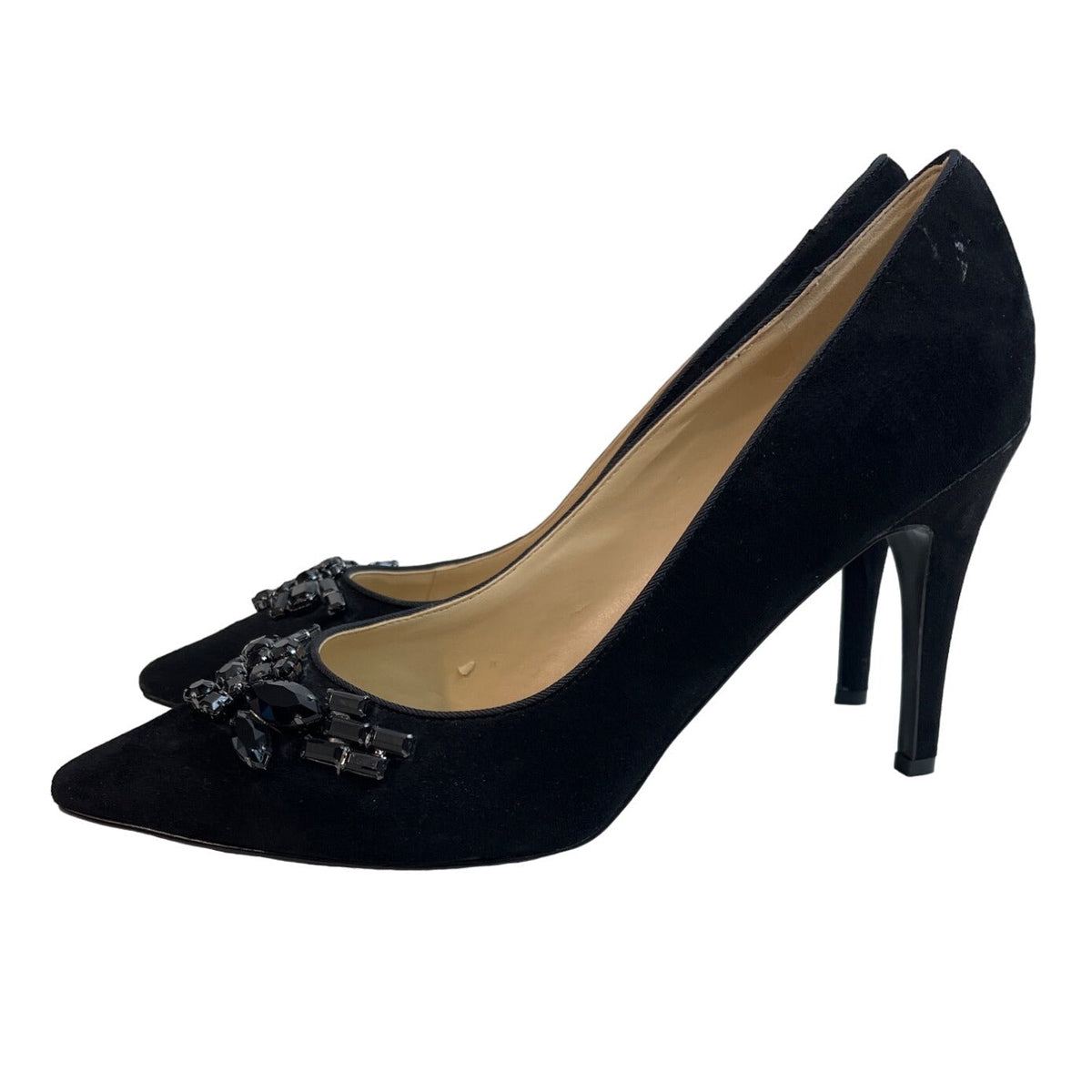 Nine West Women's Black Suede With Rhinestones Velvet Pumps Sz 10M