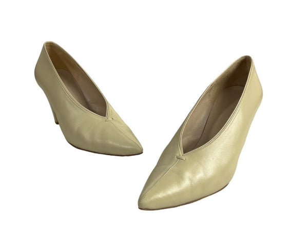 Purificación García Women’s New Beige Spanish Leather Pointed Toe Pumps Sz 40
