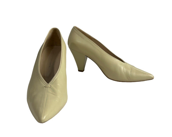 Purificación García Women’s New Beige Spanish Leather Pointed Toe Pumps Sz 40