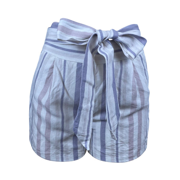Express Women's Light Purple Striped High-Waisted Paper Bag Shorts Size 6