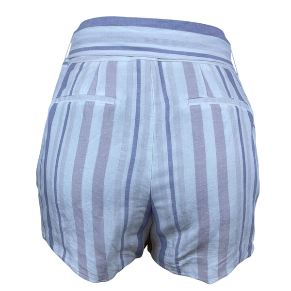 Express Women's Light Purple Striped High-Waisted Paper Bag Shorts Size 6