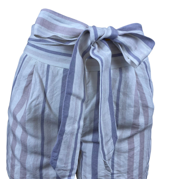Express Women's Light Purple Striped High-Waisted Paper Bag Shorts Size 6
