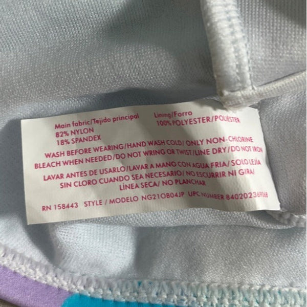 Ninety-Nine Blue Multicolor pattern Ruched Front Cutout One-Piece Swimsuit Sz L