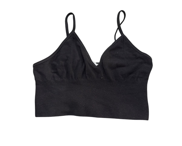 Alo Yoga Women’s Black Cotton Blend Ribbed Athleisure Bralette With Straps Size M NWT