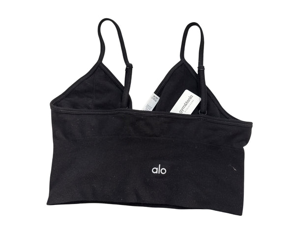 Alo Yoga Women’s Black Cotton Blend Ribbed Athleisure Bralette With Straps Size M NWT