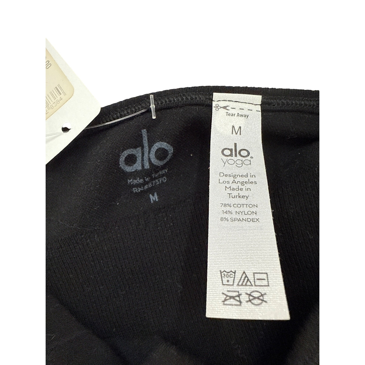 Alo Yoga Women’s Black Cotton Blend Ribbed Athleisure Bralette With Straps Size M NWT
